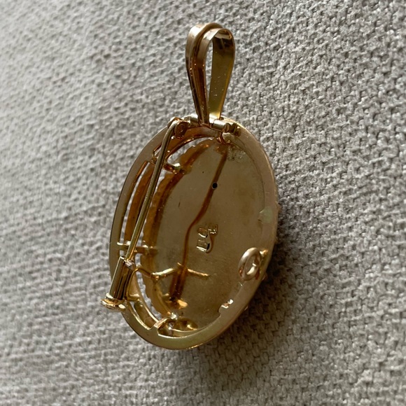 💙Antique💙14K Solid Gold Lace Blue Flower Pin Enamel Brooch Pendant - Picture 4 of 10